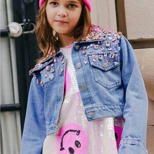 Lola + The Boys Queen Sparkle Jacket with Pink Embellishments